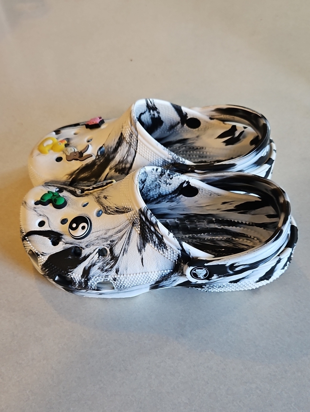 Crocs Black And White Marbled